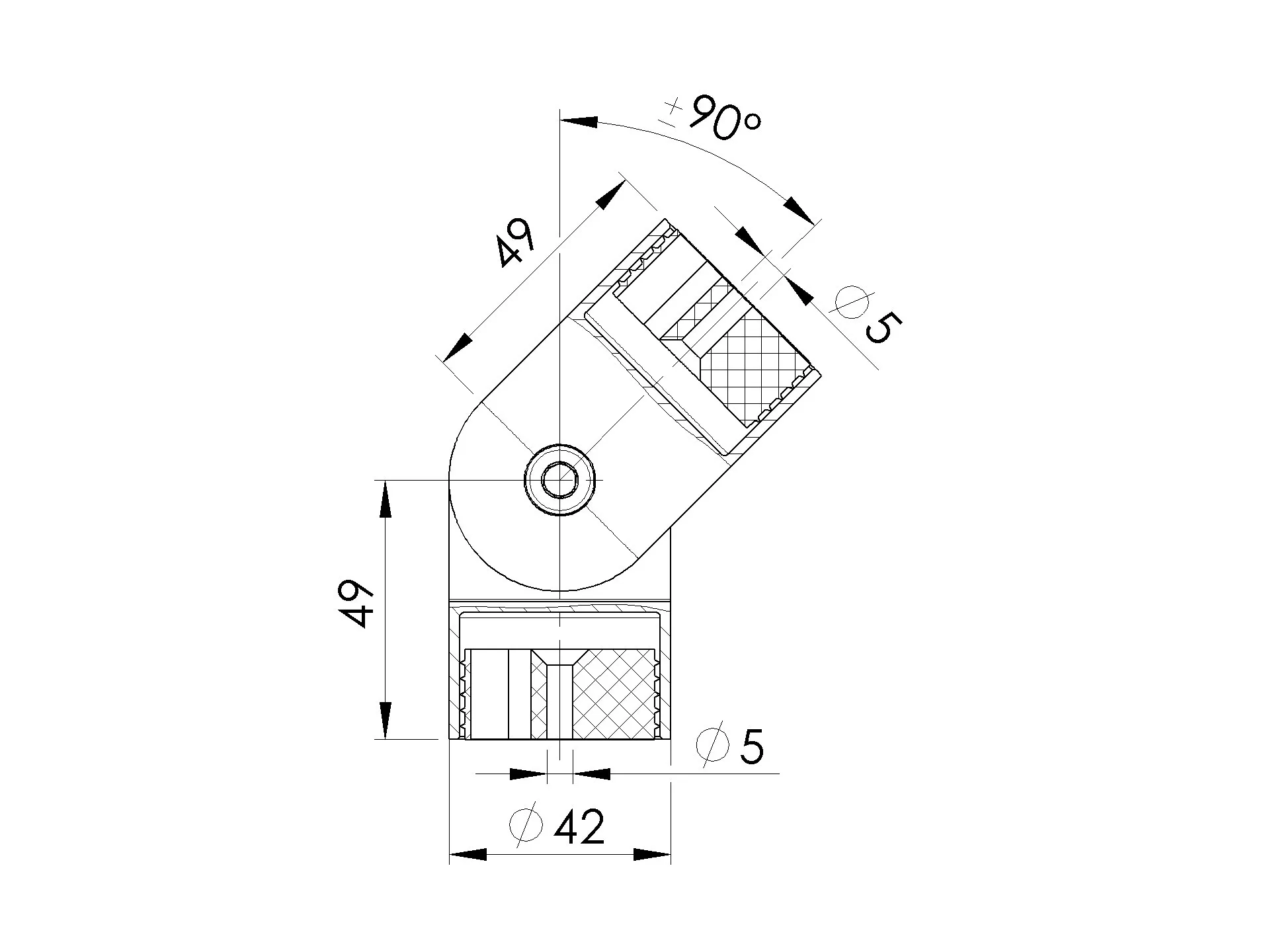 Coude orientable ∅42.4mm inox 304 – Image 2