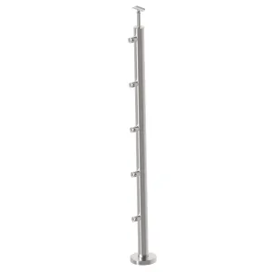 Poteaux ∅42.4mm inox pose à plat  5 barres ∅12mm
