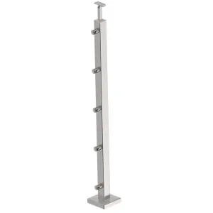 Poteaux 40*40 inox 304 pose à plat  5 barres ∅12mm